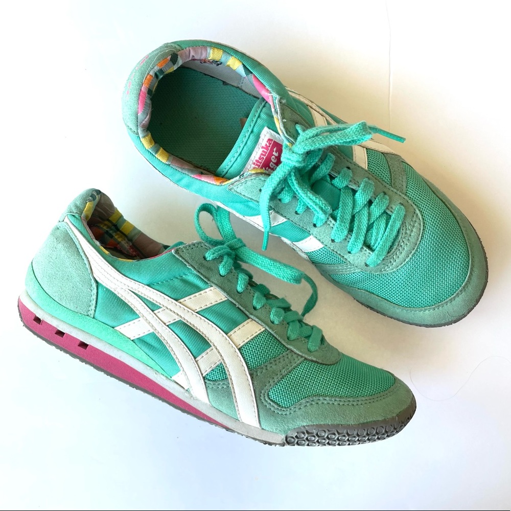 Turquoise Teal and Pink Onitsuka Tiger Sneakers